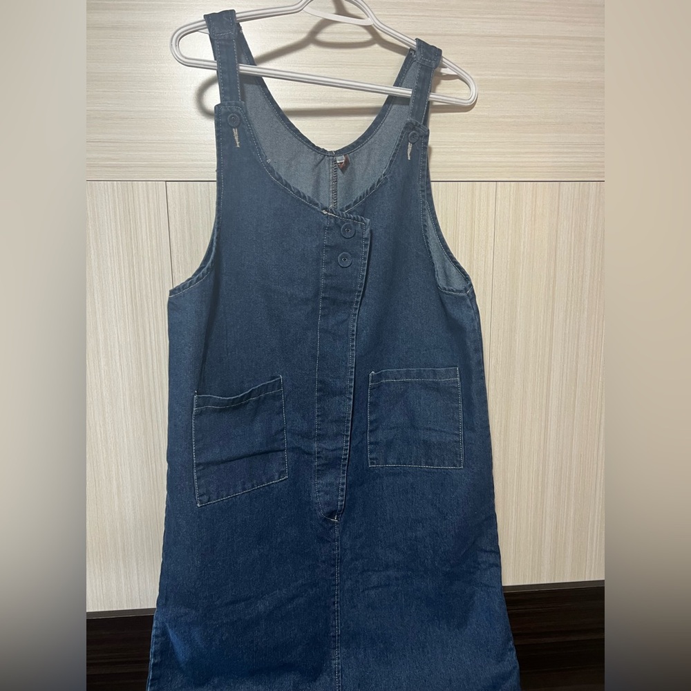 Me Too Denim Y2K Summer Jumper Dress with Front Pockets  Size M